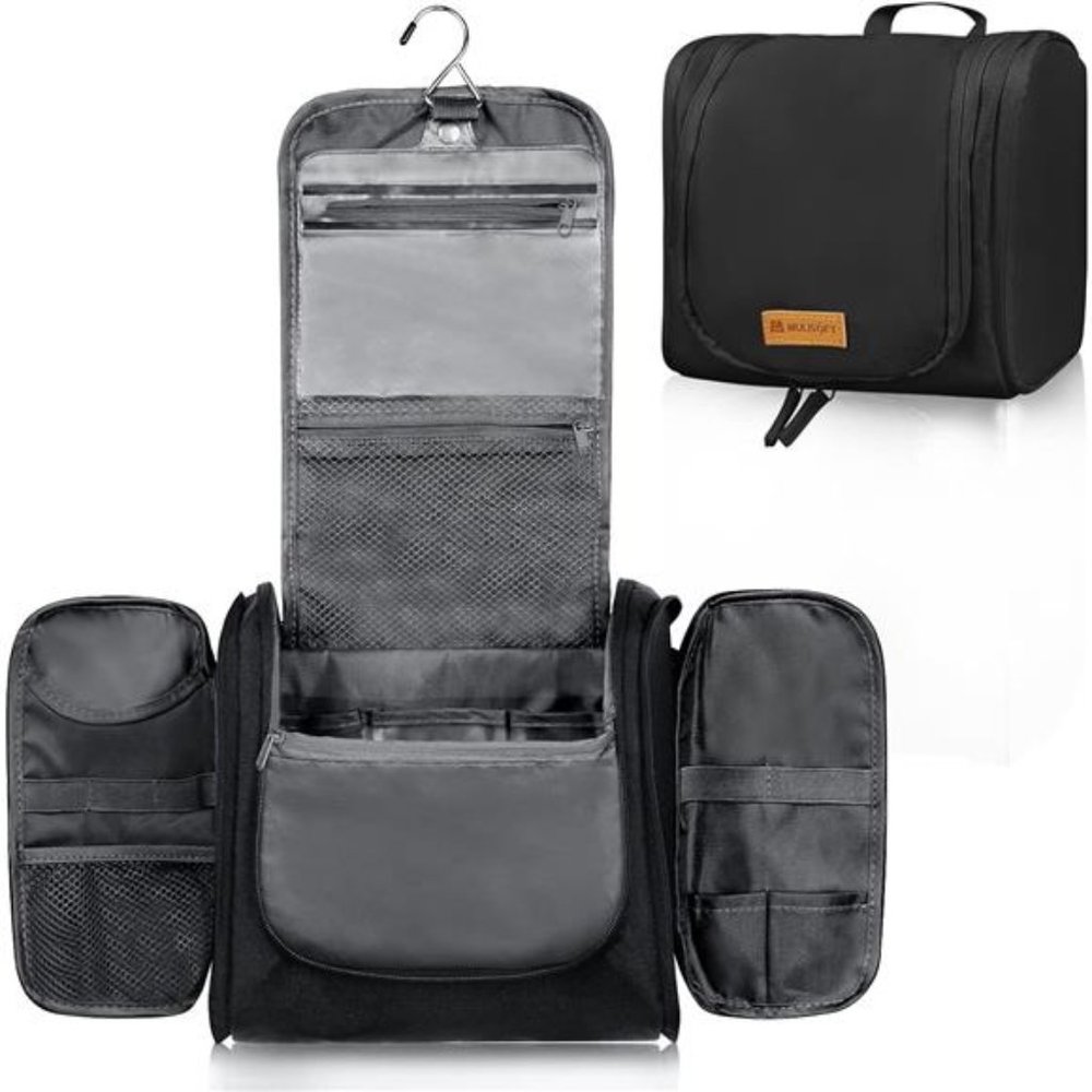 Toiletry Bag for Women & Men,Water-resistant Travel Makeup Bag with Hanging Hook